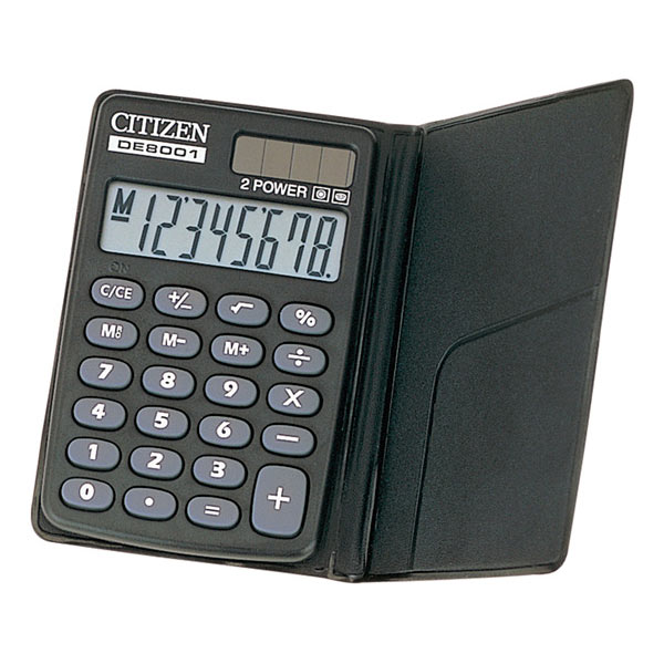 DE8001Q シチズン・システムズ 手帳サイズ電卓 8桁 カバー