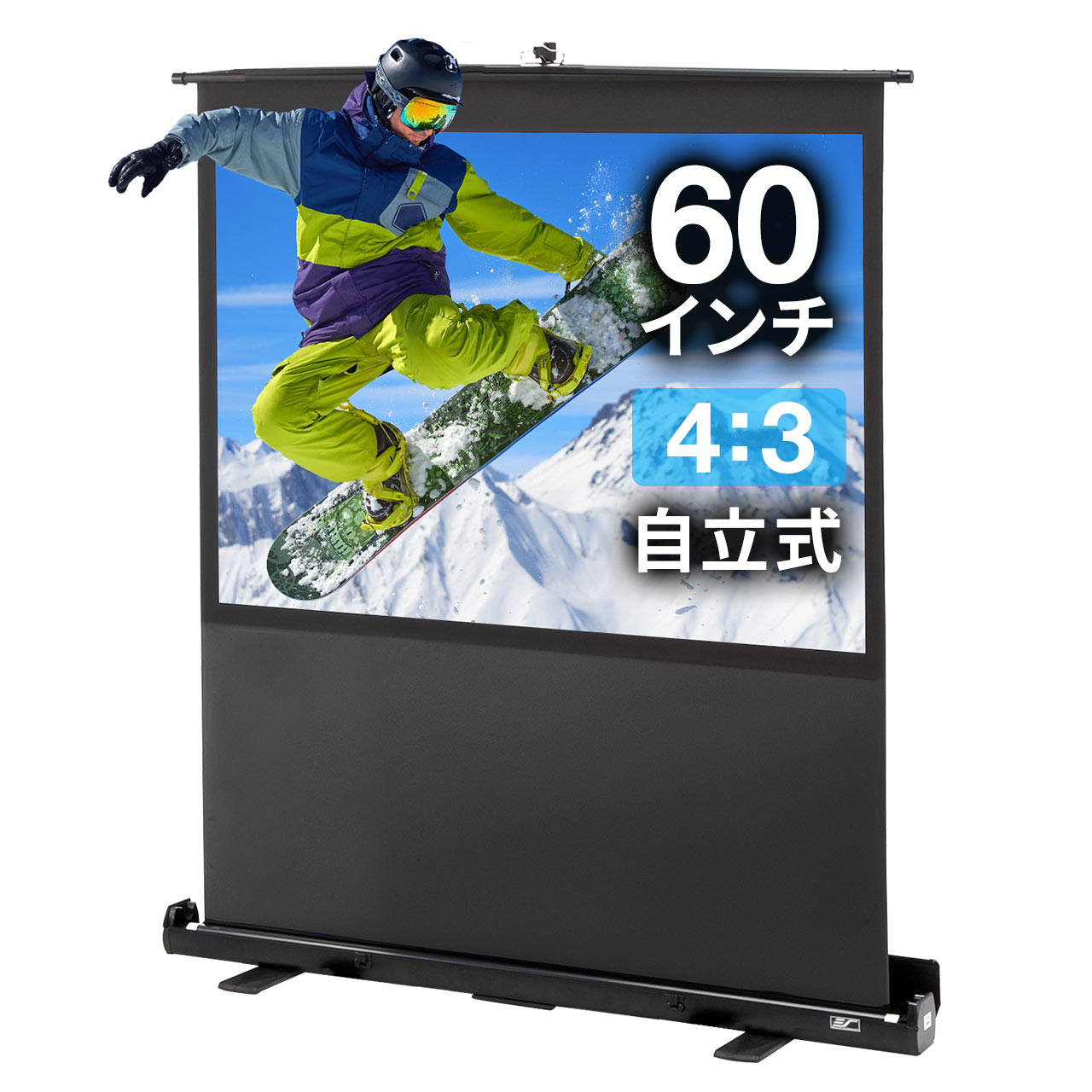 【送料無料】プロジェクタースクリーン 60型相当 自立式床置き型 携帯型ロールスクリーン …...:sanwadirect:10067716