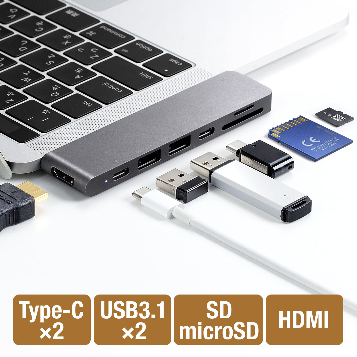 USB Type-Cnu MacBook Pro p/MacBook Air 2018p USB PD USB ARlN^ USB3.1nu/2|[g HDMI microSDESDJ[h[_[t USBnu 3.0