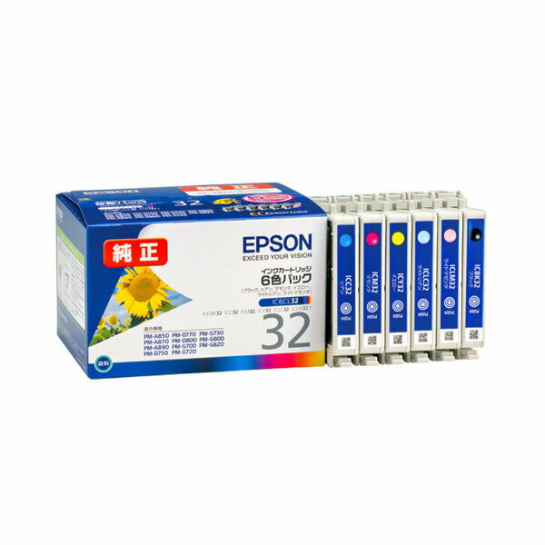 純正インク エプソン IC6CL32 （6色パック） インクカートリッジ ヒマワリ 【EPSON】【全品ポイント10倍〜8/17(金)AM9:59まで】【送料無料】【サンワサプライ直営店】【純正インクセール】