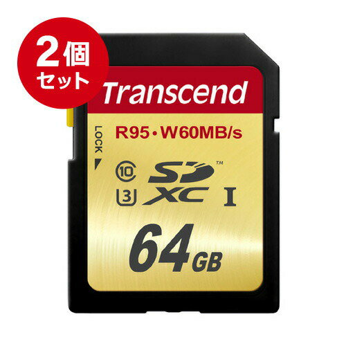 ylR|Xpz y܂Ƃߊ 2ZbgzTranscend SDJ[h 64GB Class10 UHS-I U3 U3V[Y ő95MB/s SDXC ivۏ [J[h NX10 mTS64GSDU3--2nyz