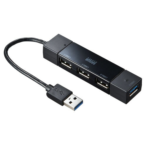 コンボUSBハブ（USB3.0-1ポート・USB2.0-3ポート・ブラック）［USB-HA…...:sanwadirect:10078937