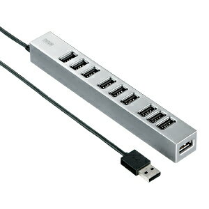 USBハブ 10ポート マグネット付 シルバー セルフパワー対応 【サンワサプライ】