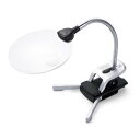 スタンドルーペ 拡大鏡 LEDライト付き クリップ固定 レンズ径11cm 5倍 2.5倍 拡大率