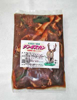 【北海道十勝産】[味付エゾ鹿肉ジンギスカン](焼肉用・500g)【天然採取・行者にんにく入】