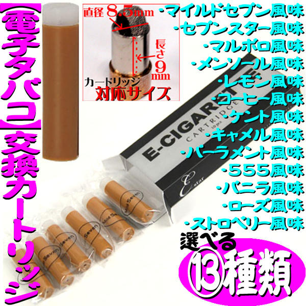 【メール便送料無料】電子タバコ 交換カートリッジ　10本【E-STAR】 イーシガレット　E-CIGARETTE 【禁煙グッズ】【エコ】【RCPapr28】13種類の風味！！