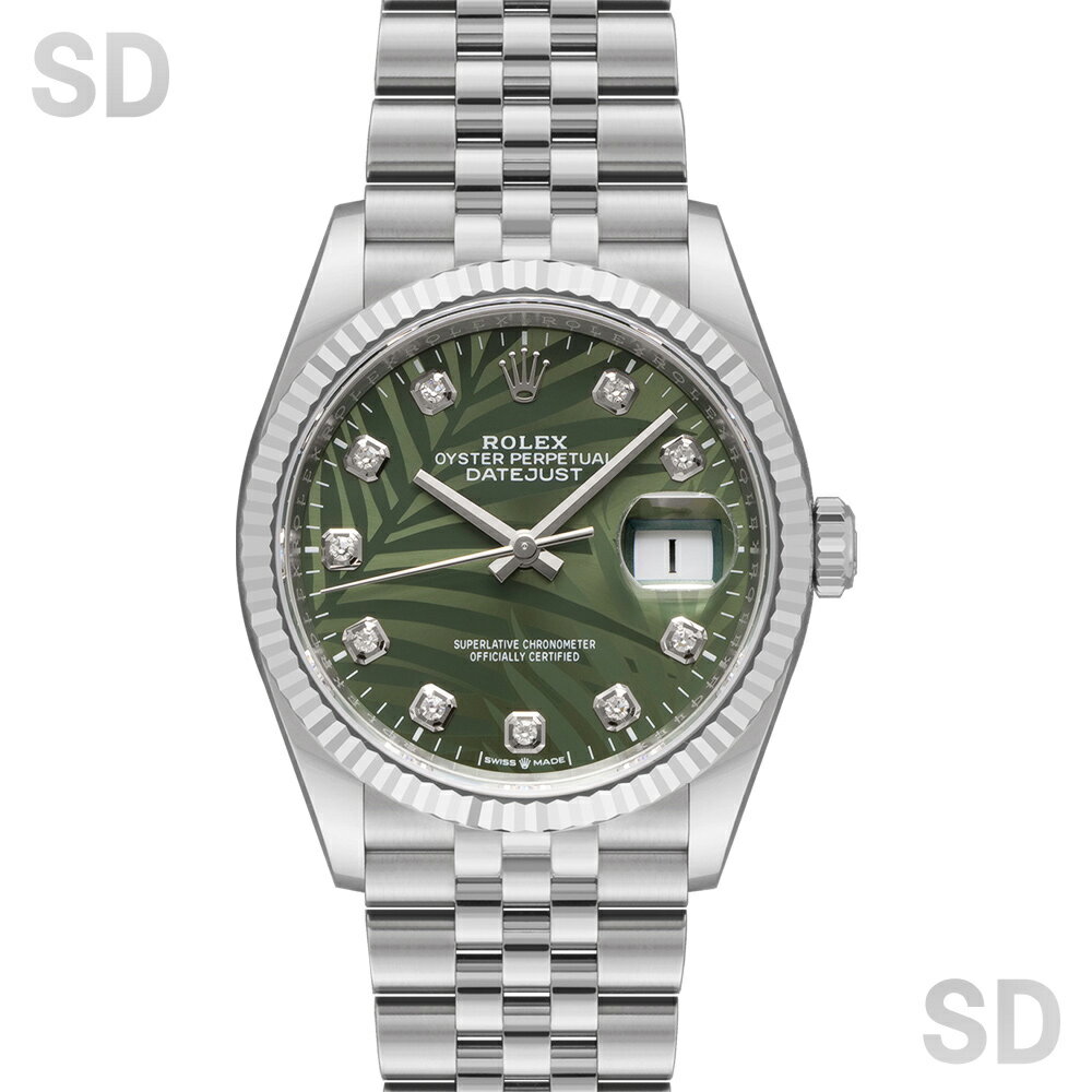 ROLEX ロレックス <strong>デイトジャスト</strong>36 126234G オリーブグリーン<strong>パーム</strong>モチーフ/ダイヤ メンズ 【中古】