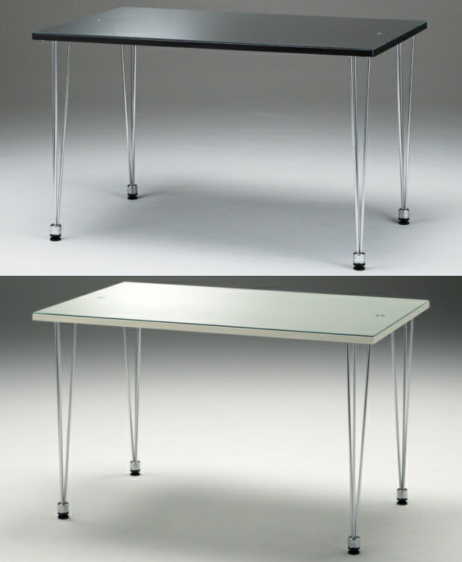 【ダイニングテーブル（ガラス天板、120幅）】送料無料！激安セール!!!ブラックとホワイトの2色からお選びくださいませ♪(参考:黒色黒い白色白い机つくえデスクガラステーブルガラス製テーブル家具楽天）