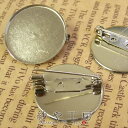 【台座付きブローチピン 3個】中 平 2.5cm 25mm コサージュピン ブローチ台 ブローチ金具 ピン付き 台付き シルバー silver 銀