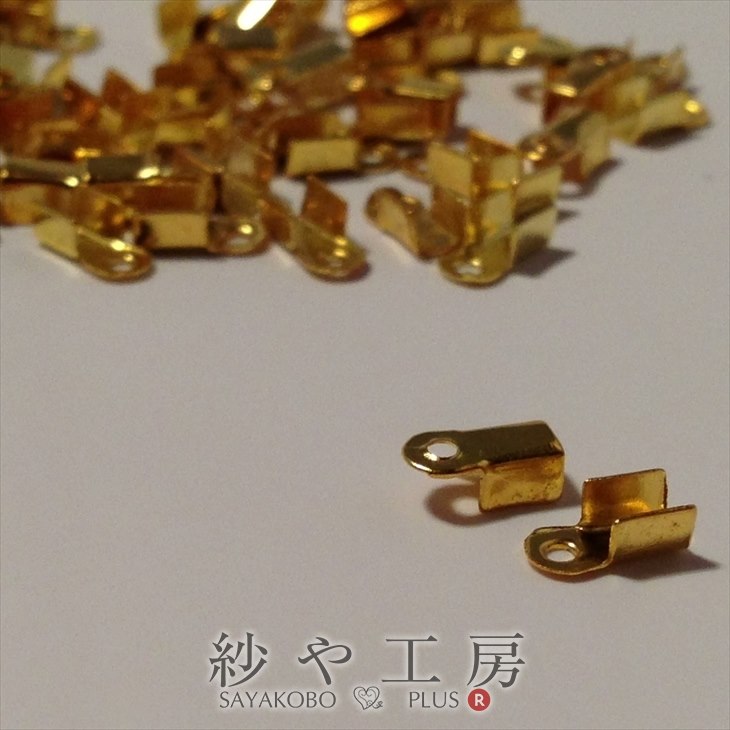 【50個エンドパーツ/革用・紐用(カン付)3×6mm)】金/ゴールド/金属メッキ/パーツ/…...:sayakobo-plus:10003111