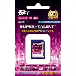 スーパータレント SUPER TALENT UHS-I SDXCメモリーカード 512GB Class10 ST12SU1P