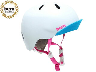 バーンbern-NINAニーナ(Visor付)SATINWHTITEVISORBE-VJGSWTVツヤあり白×水色自転車スケートボードBMXピストヘルメット