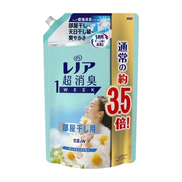 【ケース販売】【1ケース6個入】P&G レノア超消臭1week 部屋干し用 花とおひさまの香り つめかえ用 超特大 1390ml