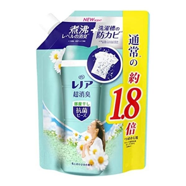 【ケース販売】【1ケース6個入】P&G レノア超消臭 抗菌ビーズ 部屋干しDX 花とおひさまの香り つめかえ用 特大 760ml