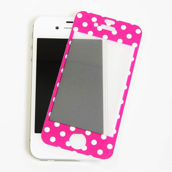 iPhone4s・iPhone4　対応 デザイン液晶保護フィルム【056 ドット柄（水玉）ピンク× ホワイト】iPhone4s ケースと同デザインでさらにオシャレに♪（iPhone4s／iPhone4／スマホケースと同梱しよう／ スマートフォン　保護シート）