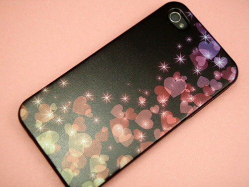 iPhone4ケース　TPU特殊印刷カバー（携帯ケース）【020　夜のきらめきハート】デコ電☆カスタムジャケット（softbank アイフォン4を傷・汚れから守るお洒落な保護カバー／iPhoneケース／携帯電話ケース／携帯小物）