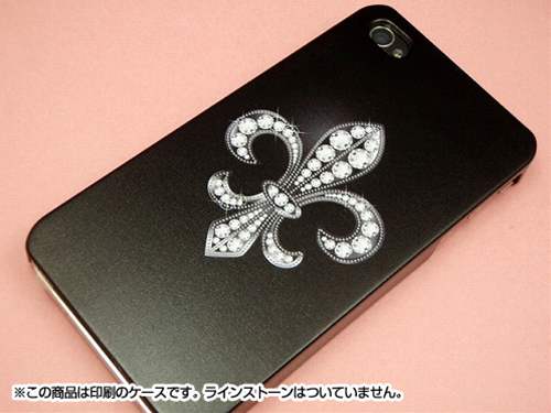 iPhone4sケース・iPhone4ケース　特殊印刷スマホケース【042　ラインストーン ゴージャスユリ】デコ電☆カスタムジャケット（softbank／au ／iPhoneケース／オシャレでかわいいスマホケース／スマートフォン　case）