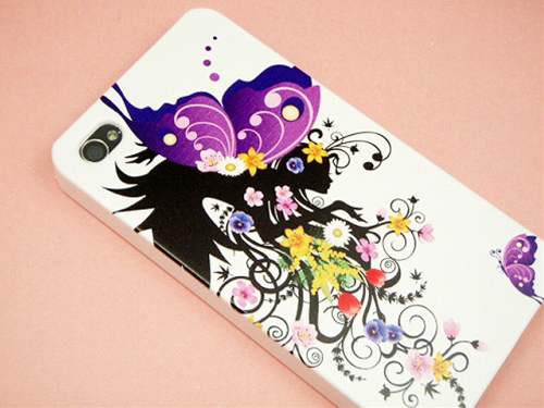 iPhone4s ケース／iPhone 4 ケース　特殊印刷 スマホケース【146　蝶の精と春の花】デコ電☆カスタムジャケット 【iPhone4s/iPhone4/ケース/カバー】 （softbank／au ／iPhoneケース／オシャレでかわいいスマホケース／スマートフォン　case）