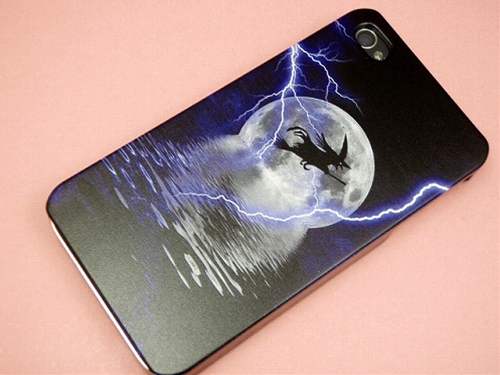 iPhone4sケース・iPhone4ケース　特殊印刷 スマホケース【175　ホウキにのった魔女】デコ電☆カスタムジャケット（softbank／au ／iPhoneケース／オシャレでかわいいスマホケース／スマートフォン　case）