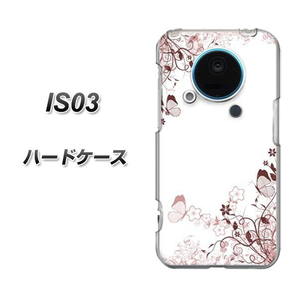 au IS03用ケース 特殊印刷 スマホケース【142 桔梗と桜と蝶（クリアベース）】（au is03を傷・汚れから守るオシャレな保護カバー／ エーユー　is03カバー スマートフォンケース）