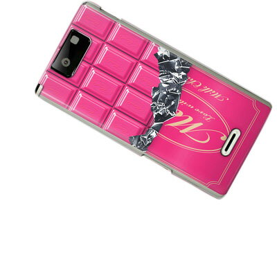 高解像度版　docomo P-01Dケース オシャレなスマホケース【P-01D/ケース/カバー】P-01Dケース　(docomo　P-01Dカバー　スマホケース) 【555 板チョコ−ストロベリー(クリア)】★液晶保護フィルム付（P?01D用）★高解像度版【デザイン・柄が豊富なスマホ専門店】