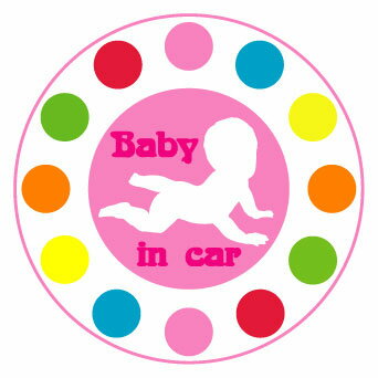 BABY　IN　CAR ベビーインカー　レインボーカラー　 【メール便発送可】　ステッカー