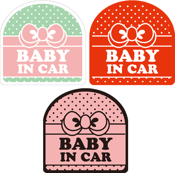 BABY　IN　CAR ベビーインカー　おでかけドットリボン-ロマンチックキュート-　 【メール便発送可】　ステッカー