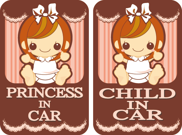 PRINCESS　IN　CAR プリンセスインカー　CHILD　IN　CAR チャイルドインカー　アン　チョコレートcolor　 【メール便発送可】　ステッカー可愛い姫とのドライブに♪当店オリジナルのセーフティステッカーです☆