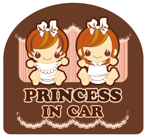 PRINCESS　IN　CAR プリンセスインカー　二人のプリンセス　チョコレートcolor　 【メール便発送可】　ステッカー