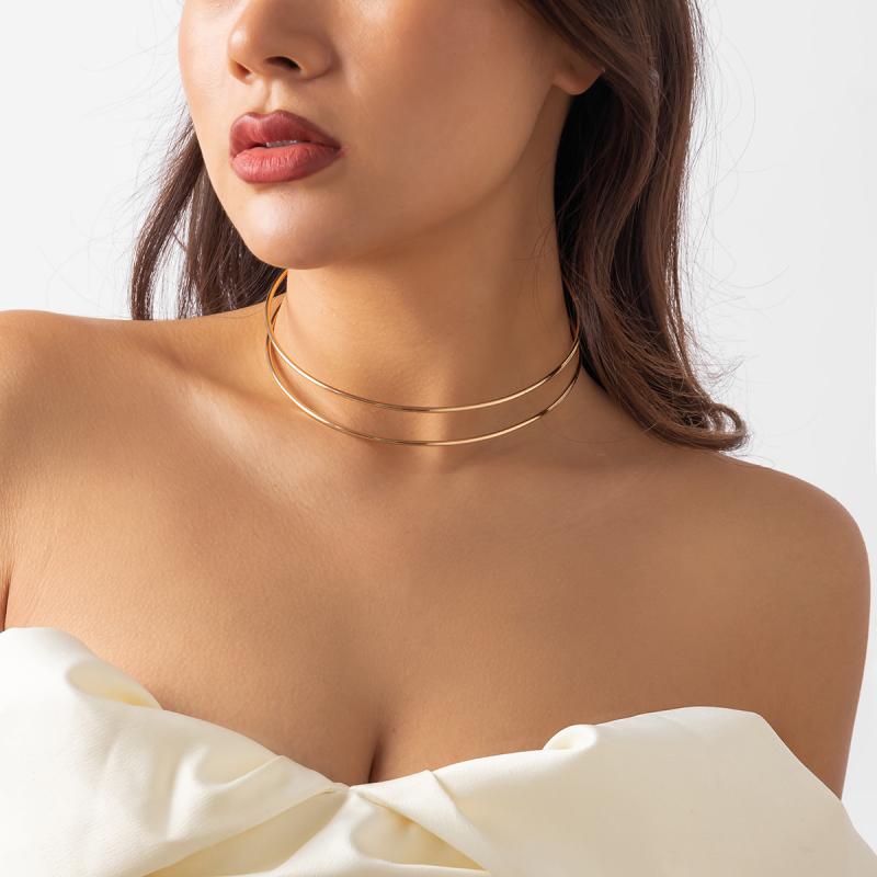 レディース アクセサリー アメリカ シンプル 美デコルテ 開口部 ライン ネック リング メタル 魅力的MIX パンク 輪