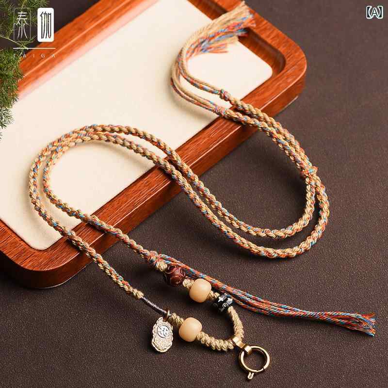 お守り ネックレス ネックストラップ ペンダントし ビーズ 紐 数珠 アクセサリー ファッション エスニック 民族 ユニセックス