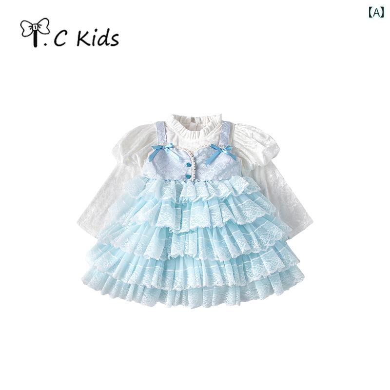 ドレス キッズ ファッション ガールズ 春 女児 赤ちゃん ベビー 子供 ロリータ プリンセス ふわふわ ケーキ