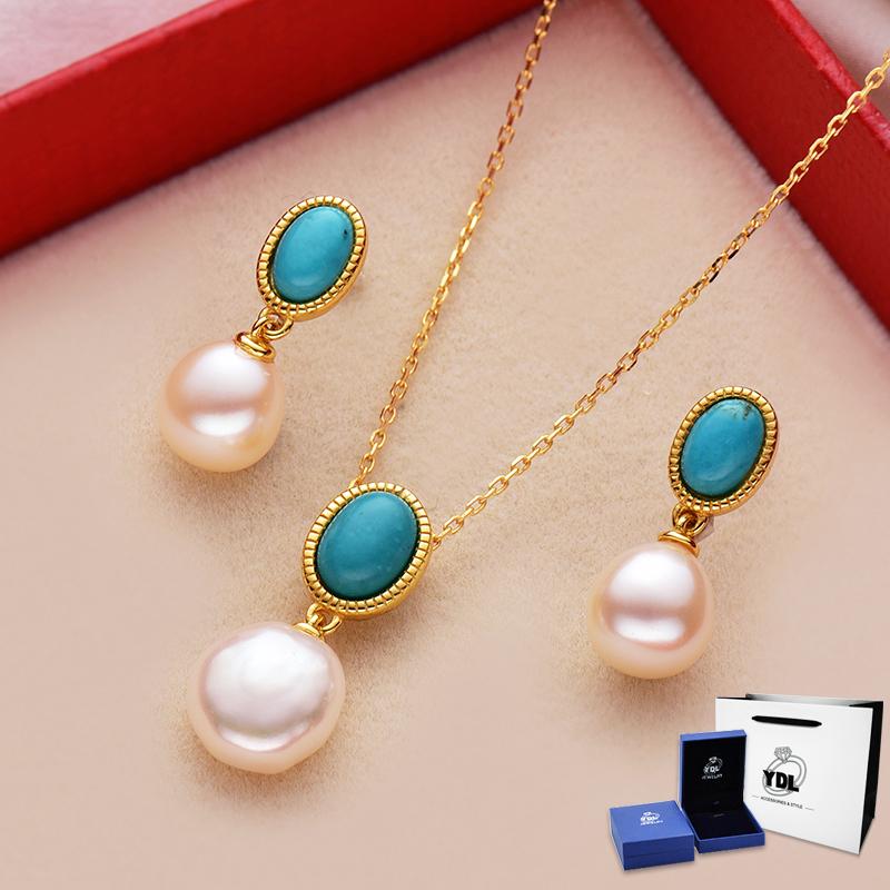 925シルバー ジュエリー セット ネックレス イヤリング パールペンダント ショート 鎖骨 チェーン アクセサリー レディース