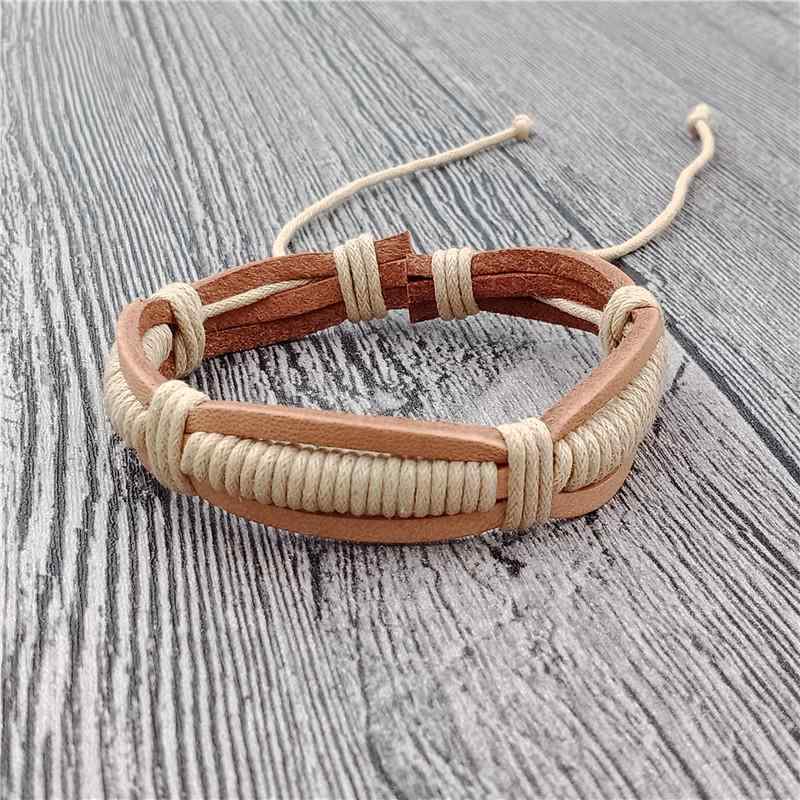 ブレスレット アメリカン 編組 多層 ブレスレット 綿麻 ワックス ロープ セット メンズ マルチ カラー シンプル レトロ アクセサリー