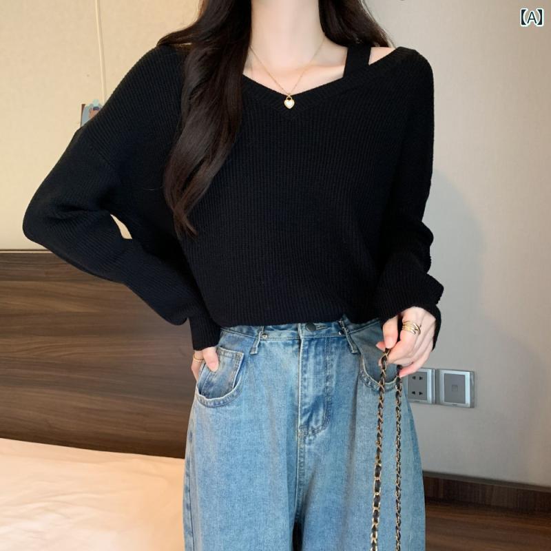 レディース 秋冬 長袖 Vネックセーター トップス レイヤード カジュアル おしゃれ 普段使い アップ 快適コーデ 暖かい デート イベント レジャー アウトドア 女子会 旅行 学校 お祝