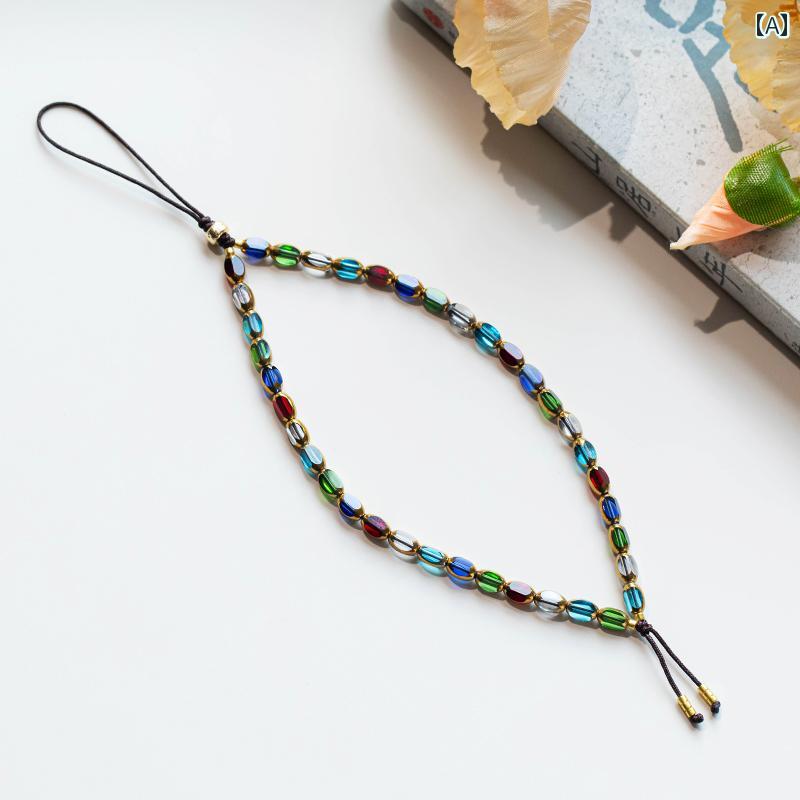 スマホ ストラップ 携帯電話 チェーン ペンダント メンズ レディース ストラップ オールシーズン レトロ カラー