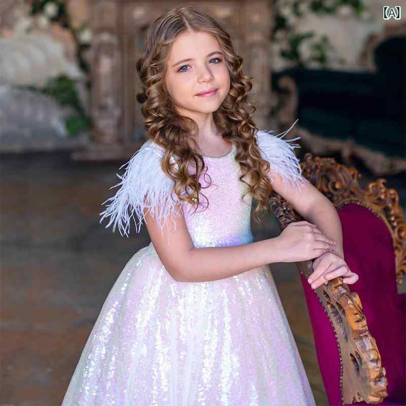 発表会 子供 ドレス ガールズ プリンセス シンプル スパンコール ハイエンド パフォーマンス ピアノ キャットウォーク フラワーガール オートクチュール