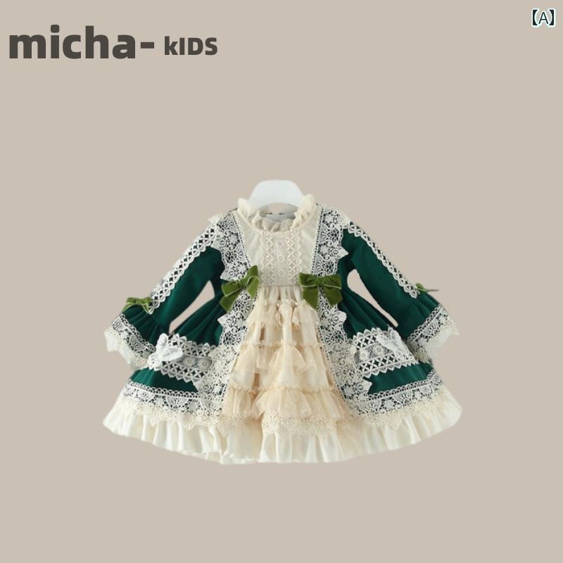 ドレス スカート キッズ 幼児 ワンピース おしゃれ かわいい 女の子 ロリータ ガールズ プリンセス 秋冬 幼児 ロリータ パフ 子供 ベルベット