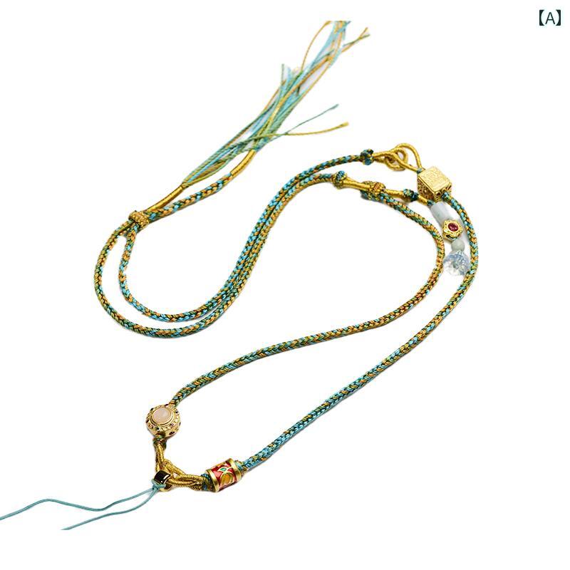 ネックストラップ おしゃれ お守り ペンダント ストラップ ネックレス ペンダントし 紐 アクセサリー ファッション エスニック 民族 ユニセックス