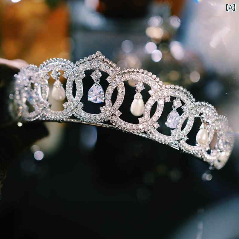 レトロ 宮殿 レディース パール クラウン シンプル エレガント 誕生日 パーティー ティアラ 花嫁 ウェディング 女王 アメリカン 合金