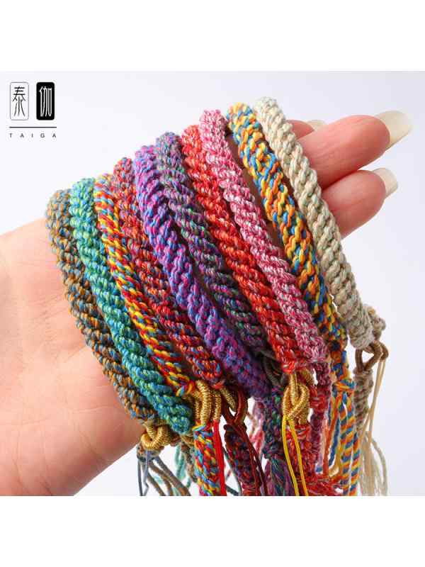 お守り ブレスレット ストラップ ペンダントし 紐 ロープ編み アクセサリー ファッション エスニック 民族 ユニセックス