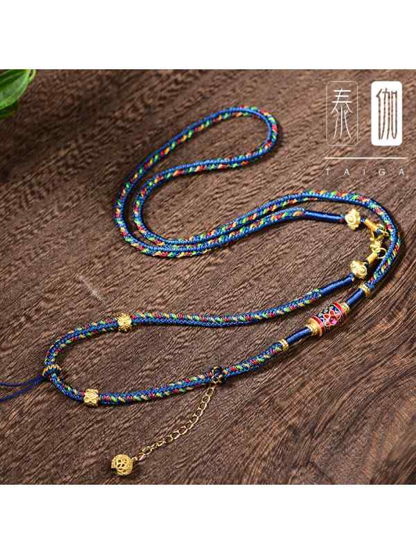 ネック ストラップ おしゃれ お守り ペンダント ロープ ネックレス 数珠 ビーズ アクセサリー ファッション エスニック 民族 ユニセックス