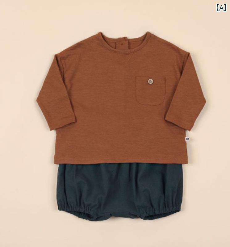 パンツ ベビー 赤ちゃん かわいい 韓国 子供服 秋 男の子 長袖 Tシャツ 大きい PP クローラー スーツ スプリット スーツ