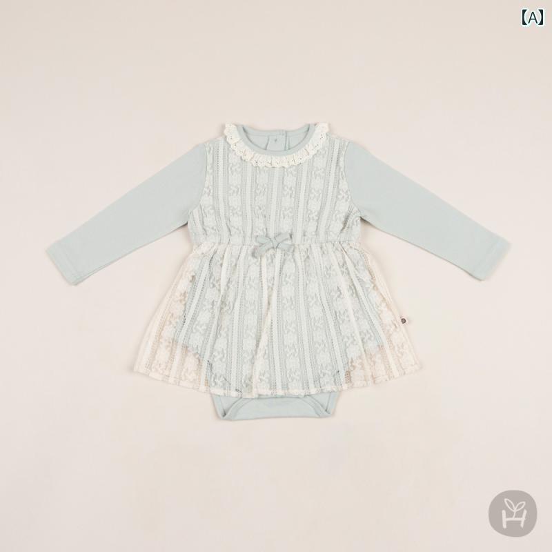 ロンパース ジャンプスーツ ベビー 赤ちゃん 新生児 長袖 レース かわいい おしゃれ 着やい 柔らかい 快適 韓国 外出 レジャー 結婚式 撮影 衣装 記念日 プレゼント