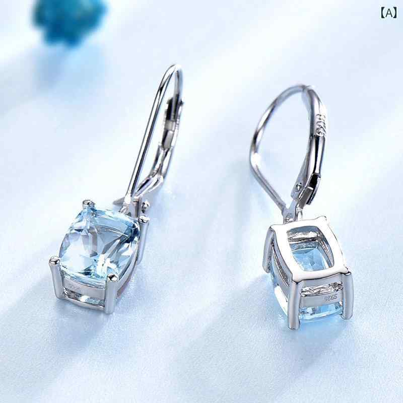 ピアス おしゃれ レディース ファッション アクセサリー オールシーズン ブルー トパーズ ドロップ ピアス 耳飾り シンプル ストーン 韓国