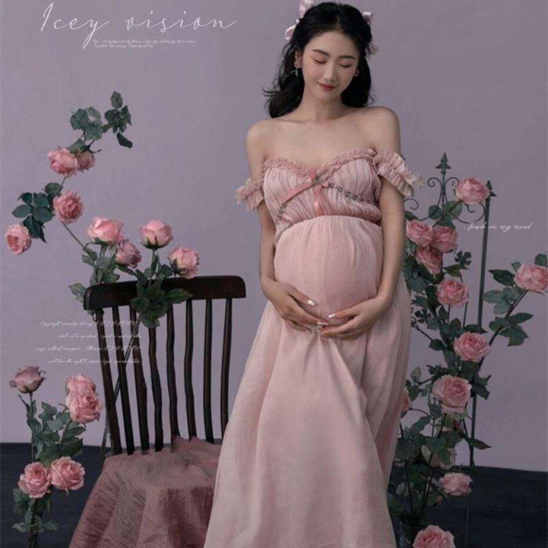 マタニティ フォト 衣装 おしゃれ 記念 写真 スタジオ フレンチ レトロ チューブトップ ハイウエスト スリム フリーサイズ かわいい フリル