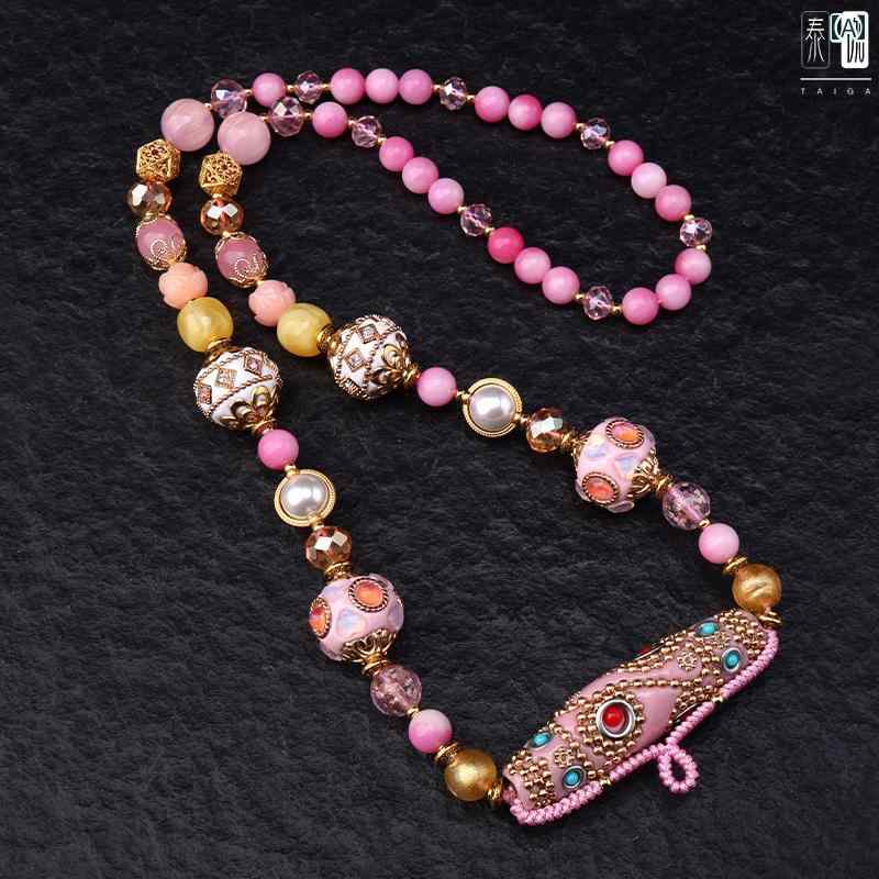 お守り ネックレス ネックストラップ ペンダントし ビーズ 数珠 アクセサリー ファッション エスニック 民族 ユニセックス