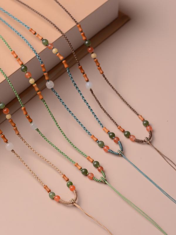 お守り ネックレス ネックストラップ ペンダントし ビーズ 紐 アクセサリー ファッション エスニック 民族 ユニセックス