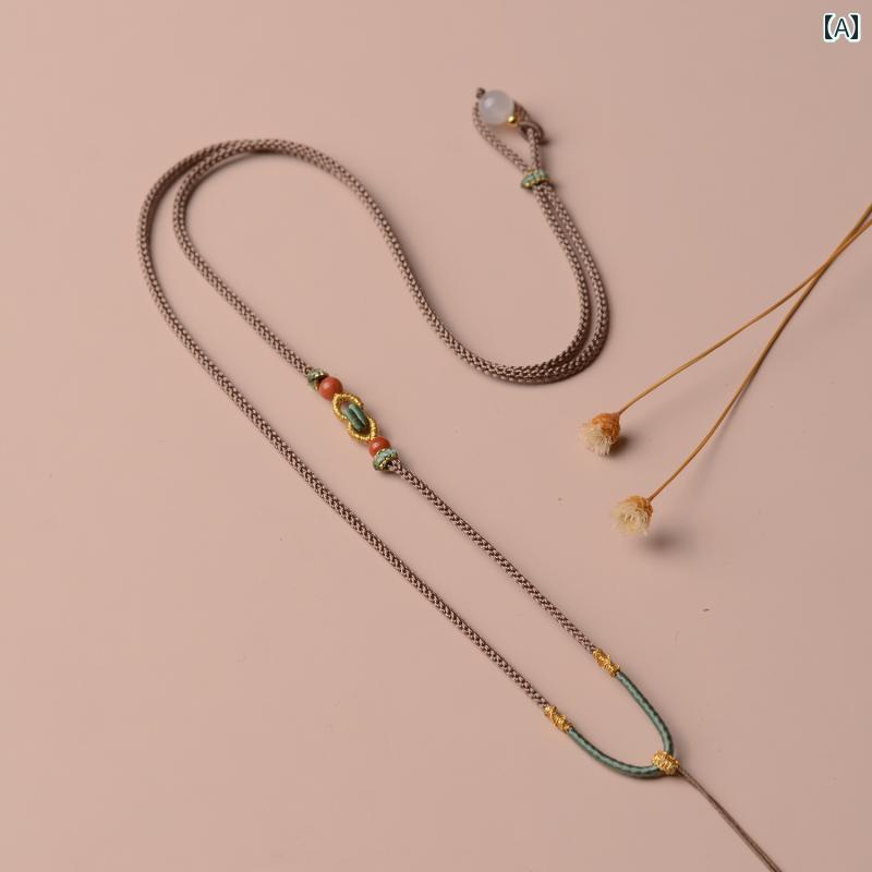 ペンダントストラップ ネックストラップ お守り ネックレス ペンダントし ビーズ 紐 アクセサリー ファッション エスニック 民族 ユニセックス