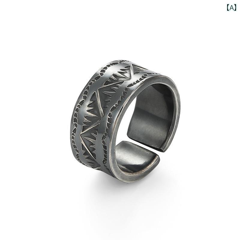 リング エスニック シルバー ジュエリー メンズ かっこいい 手彫り S925 レディース アクセサリー オールシーズン 指輪 リング